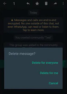 WhatsApp選択削除をすべての人に削除します