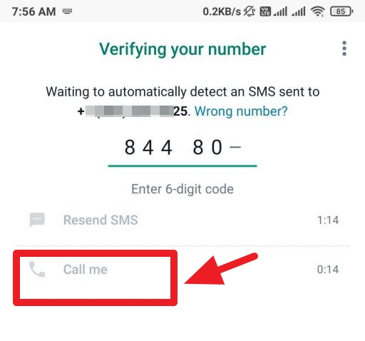 CALLによるWhatsApp検証コードをバイパスします