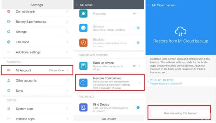 Xiaomi Cloudを介してRedmi内部メモリから失われたファイルを回復する